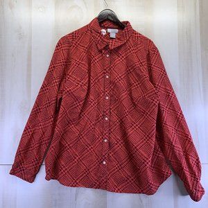 Vintage JC Pennys Silk Blend Womens Red Button Up Shirt Plus Size 1x-7039